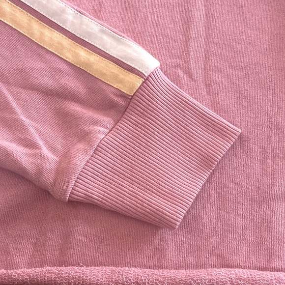 Wildfox Homestead Stripes cropped pullover sweatshirt raw rolled edge L NEW - Picture 7 of 7